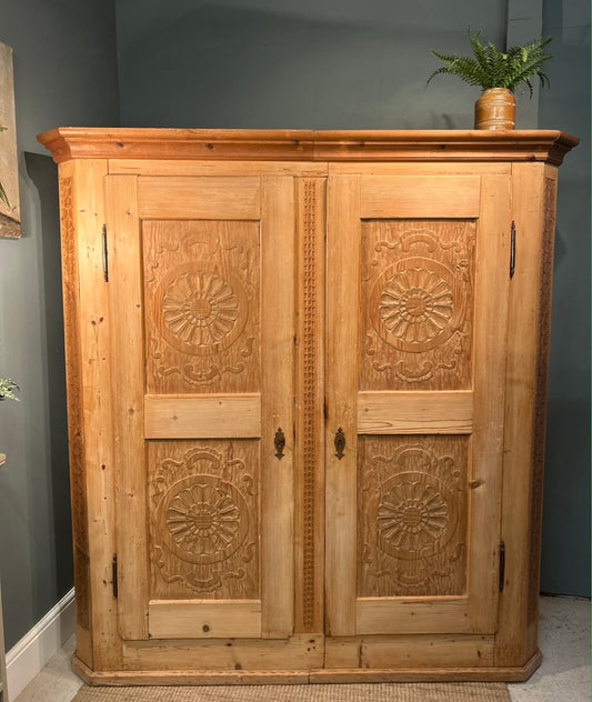 Antique Pine Wardrobe Armoire