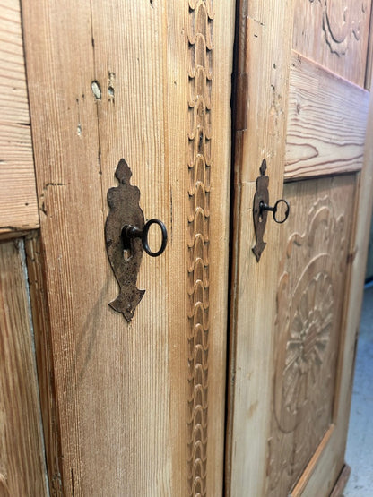 Antique Pine Wardrobe Armoire