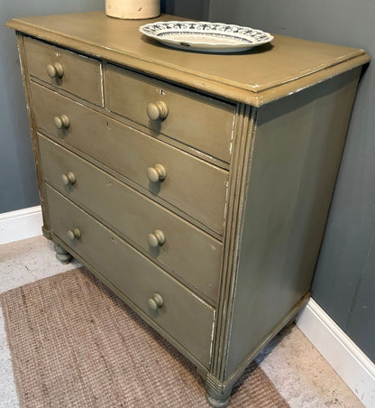 Vintage Painted Distressed Chest of Drawers - Frenchic Olivia Green