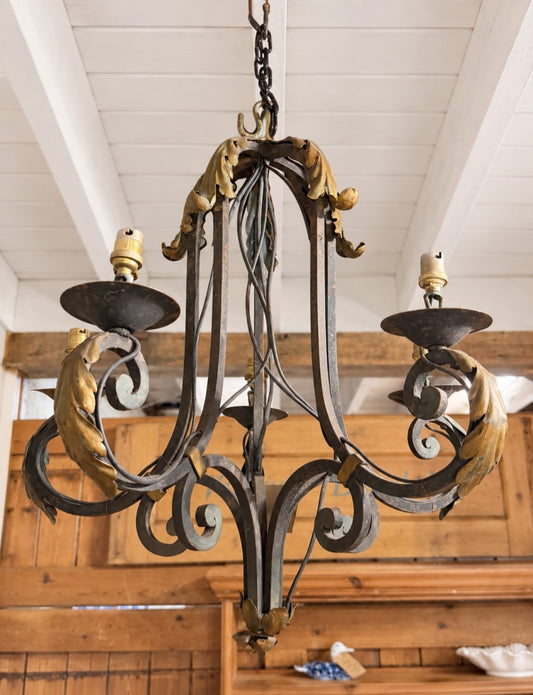 Vintage Wrought Iron Unusual Chandelier
