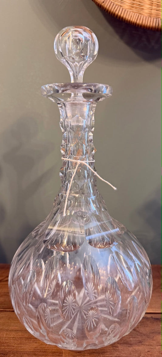 Vintage Cut Glass Decanter with Stopper *D