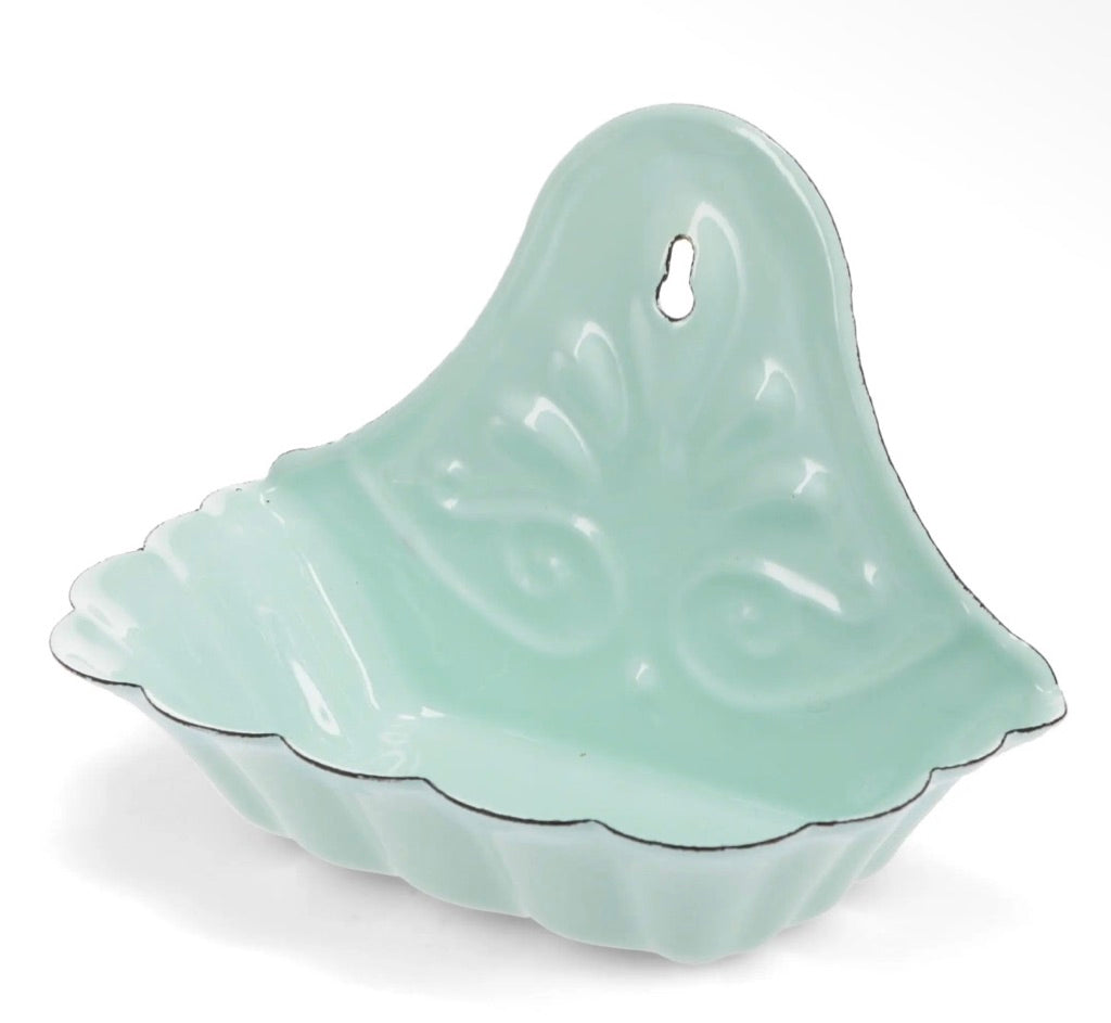 Vintage Style Enamel Wall mountable Soap Dish - Distressed Shabby Green