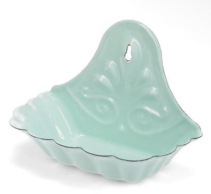 Vintage Style Enamel Wall mountable Soap Dish - Distressed Shabby Green