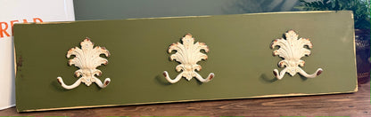 Painted Reclaimed Coat Hooks - Distressed Shabby Finish Moss Green