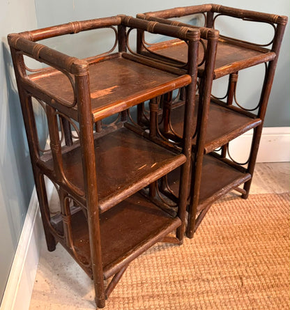 Pair of Vintage Bamboo Side Tables