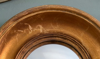 Gold Antiqued Round Port Hole style Mirror - Small Convex chunky frame