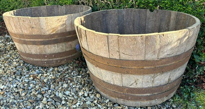 Pair of Vintage Large Wooden Barrels