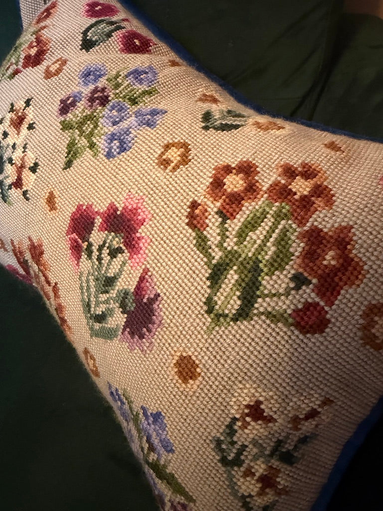 Vintage Floral Tapestry Upcycled Cushion - Feather Filled