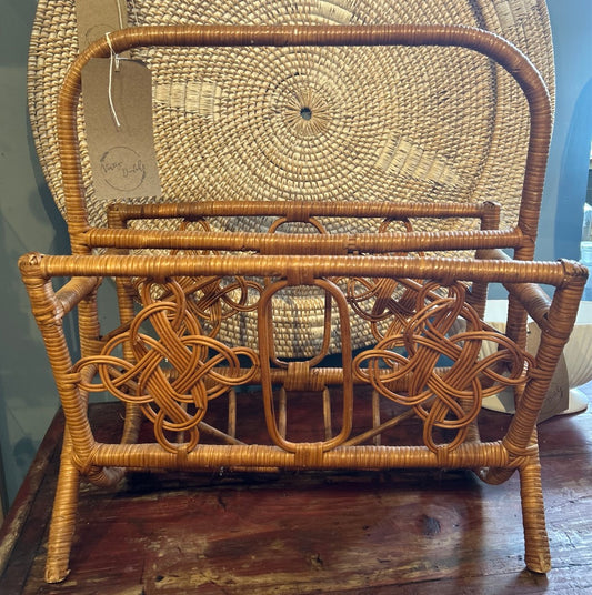 Vintage Wicker 1970's Magazine Rack