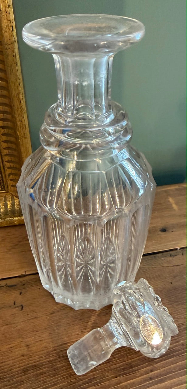 Vintage Cut Glass Decanter with Stopper *H