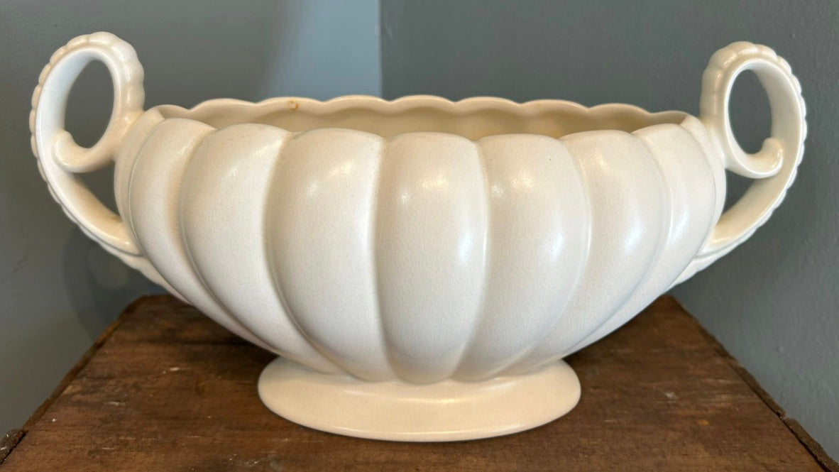 Vintage J Wood Burslem Pottery White Mantel Vase