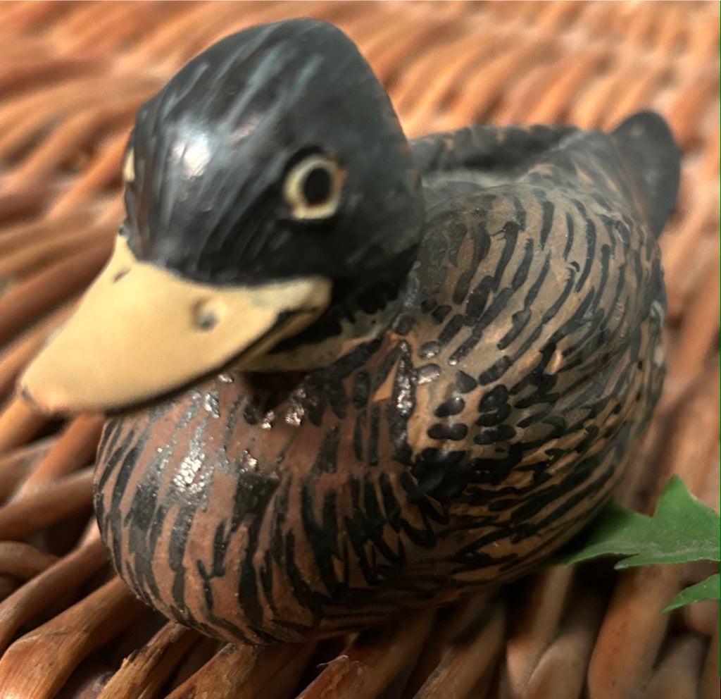 Small Hand Painted Vintage Ceramic Duck