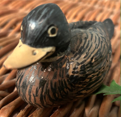 Small Hand Painted Vintage Ceramic Duck