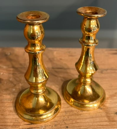 Pair of Miniature Vintage Brass Candlesticks