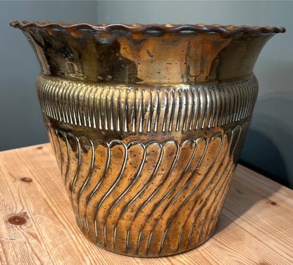 Large Vintage Brass Planter
