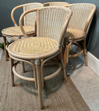 Vintage Set of 4 Bamboo Chairs