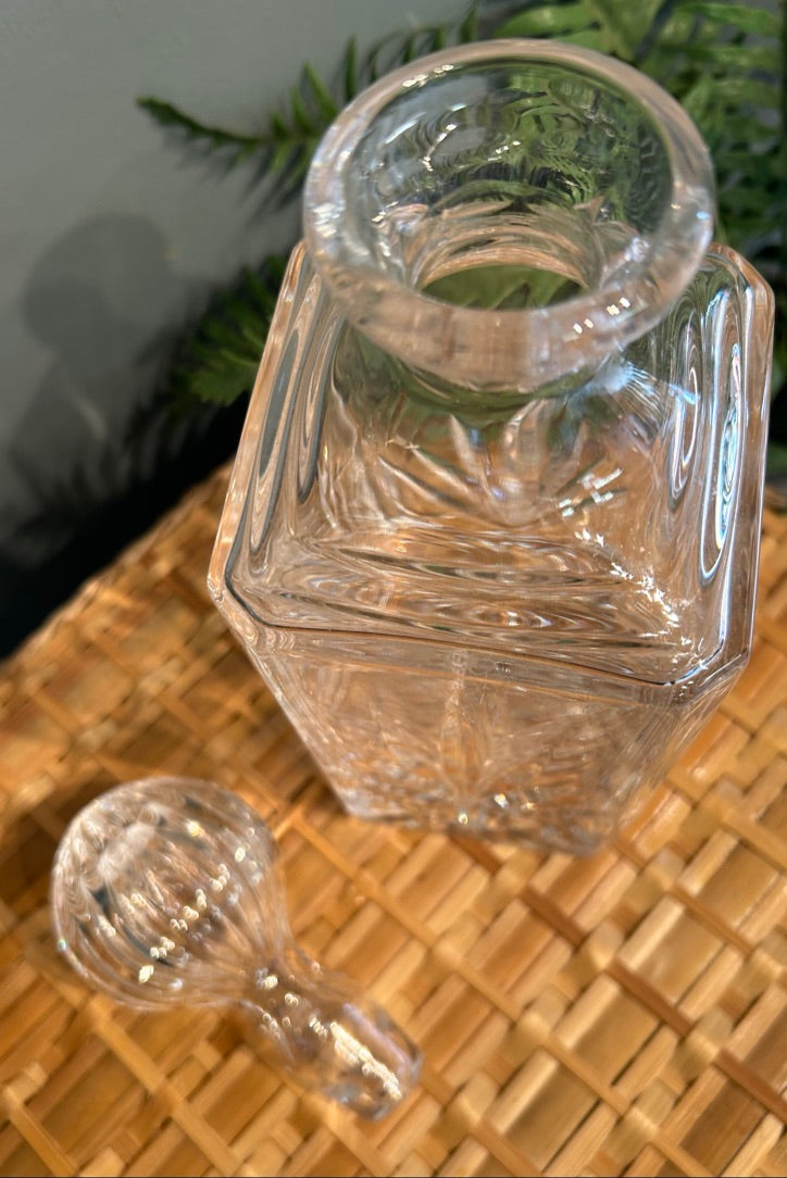 Vintage Cut Glass Decanter with Stopper