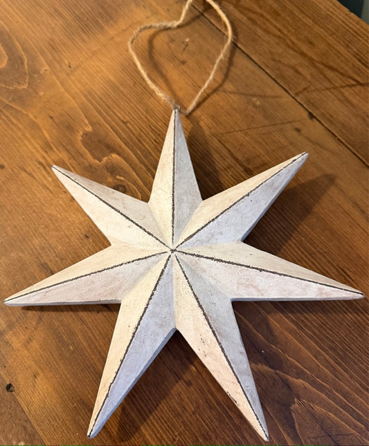 Shabby Rustic White Hanging Star - 36cm