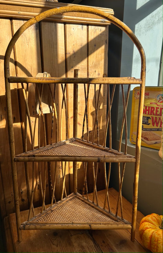 Corner Vintage Bamboo Shelves
