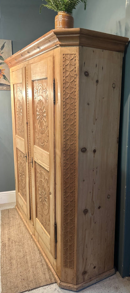 Antique Pine Wardrobe Armoire