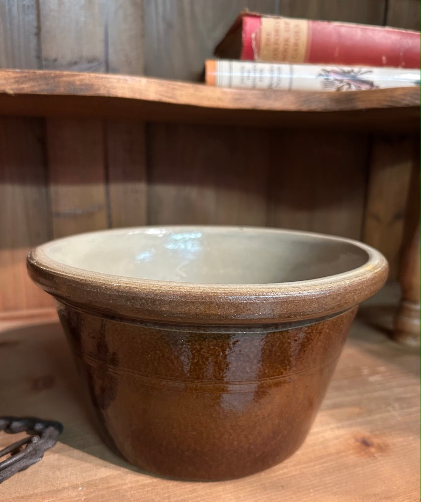 Vintage Small Dairy Bowl - Antique Vessel - Earthenware