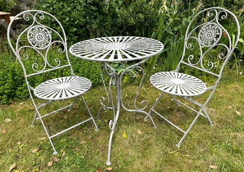 Grey Vintage Style  Garden Table and Chairs - Bistro Set