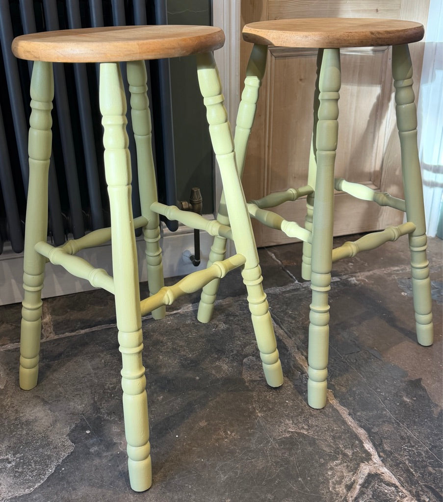 Pair of Painted Pine Stools