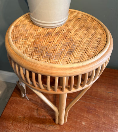 Vintage Round Bamboo Side Table