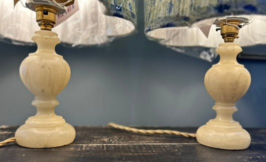 Pair of Vintage Alabaster Lamps