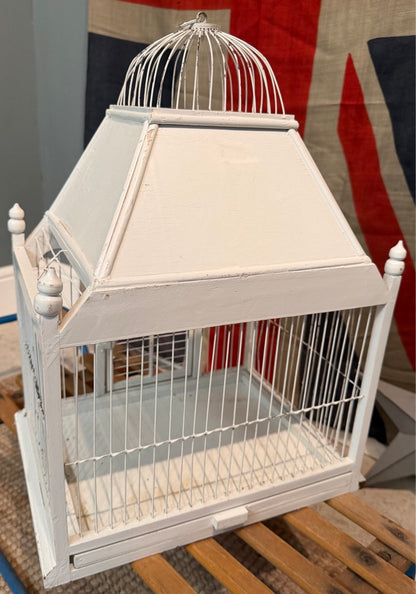 Antique White Bird Cage - Perfect for hanging a plant