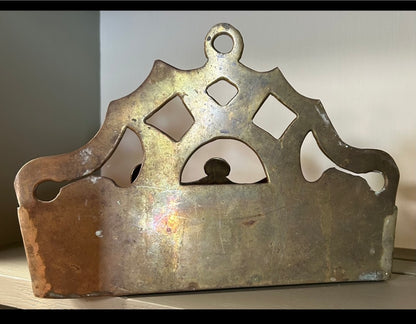 Antique Brass Fireside Wall Pocket