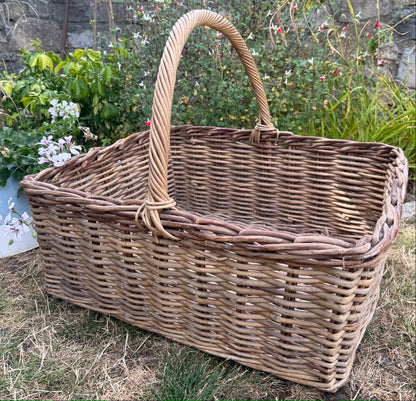 Large Vintage Wicker Bread Handled Basket