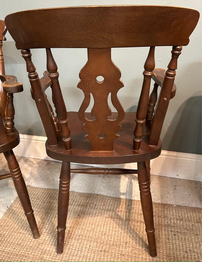 Pair of Dark Vintage Fiddle back Carver Chairs