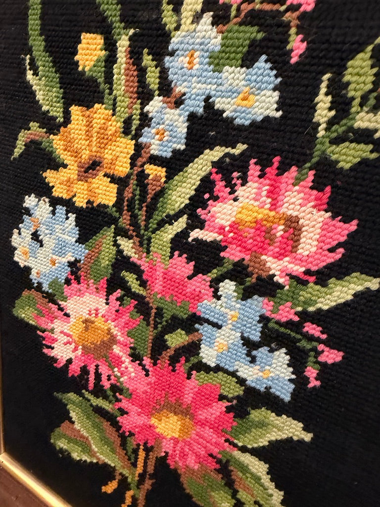 Vintage Framed Floral Bouquet Tapestry