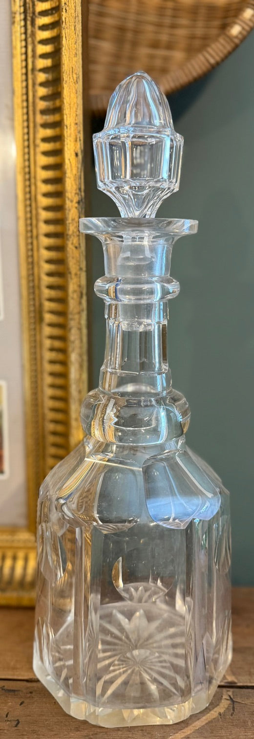 Vintage Cut Glass Decanter with Stopper *i