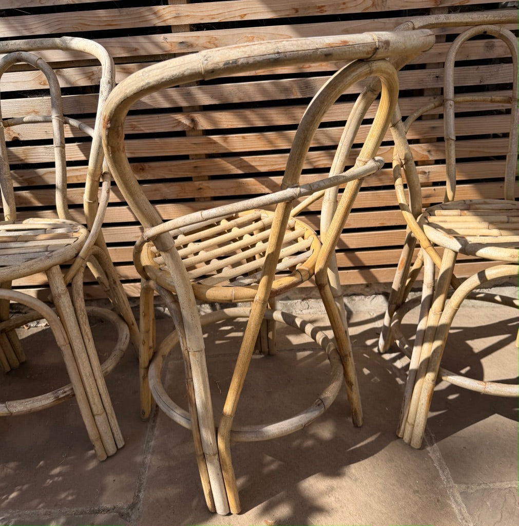 Set of 4 Vintage Bamboo Chairs