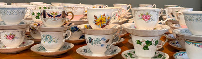 Job lot 15 Pretty Vintage Tea Cups & Saucers- Ideal for use at Tea Parties