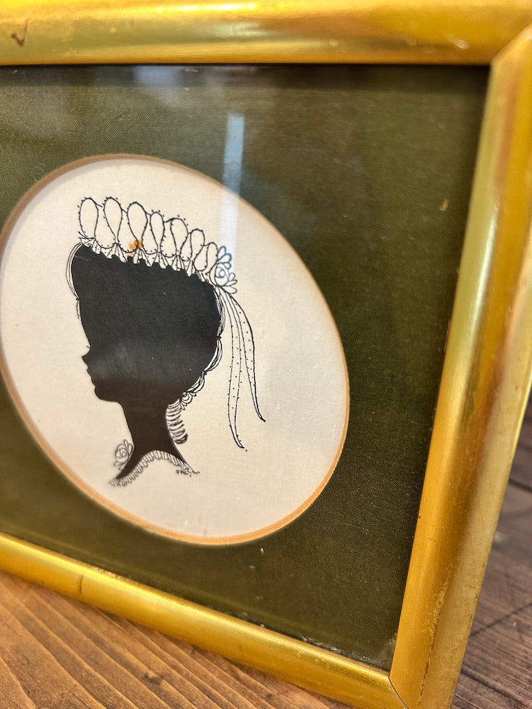 Small Vintage Female Framed Silhouette Portrait