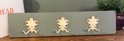 Painted Reclaimed Coat Hooks - Distressed Shabby Finish Green