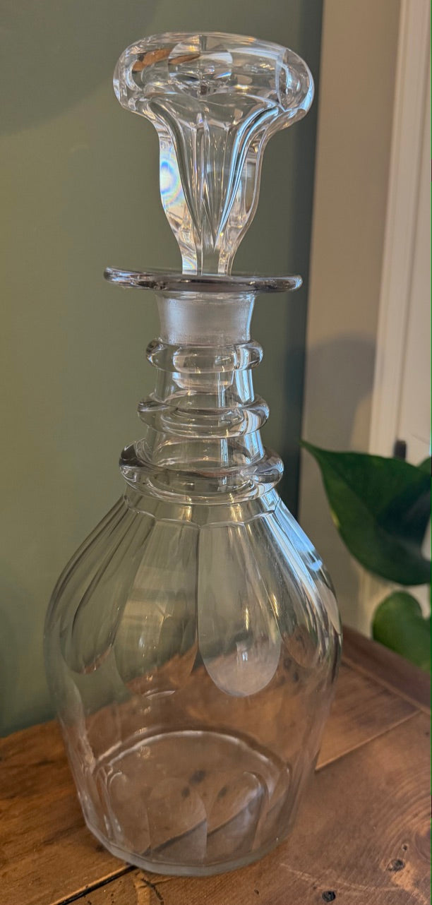 Vintage Cut Glass Decanter with Stopper *B