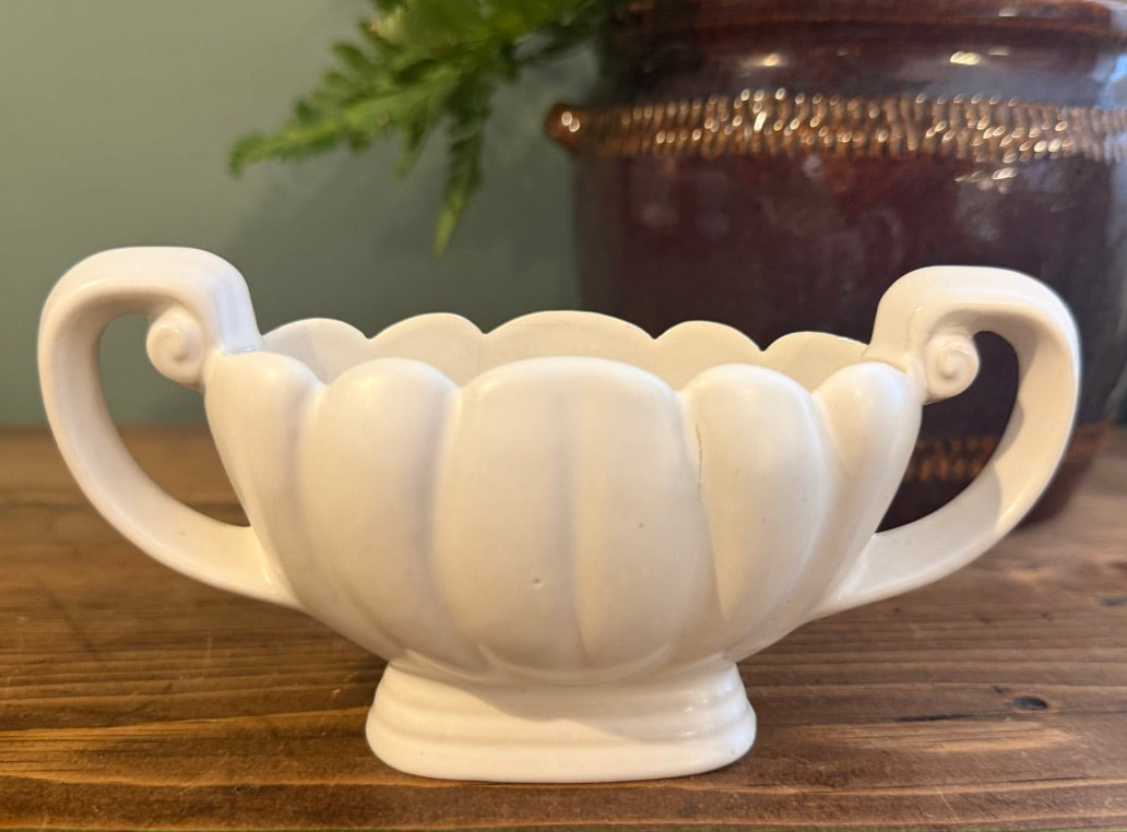 Miniature Vintage  Pottery White Wade Mantel Vase
