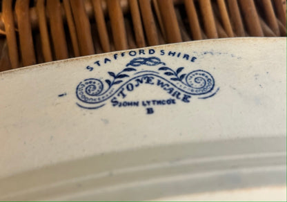 Vintage Oval Blue and White Staffordshire Plate Platter