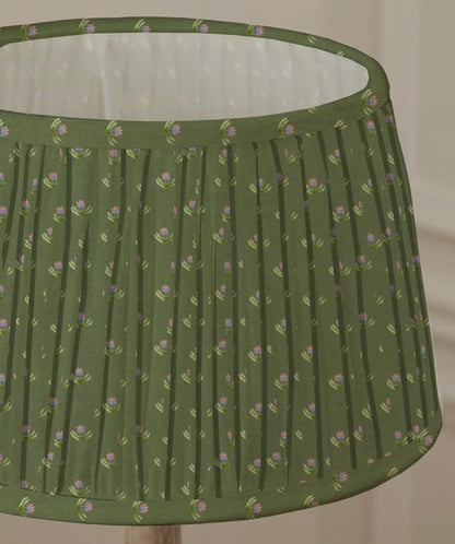 Traditional Vintage Style Pleated Tapered Lamp Shade - Green