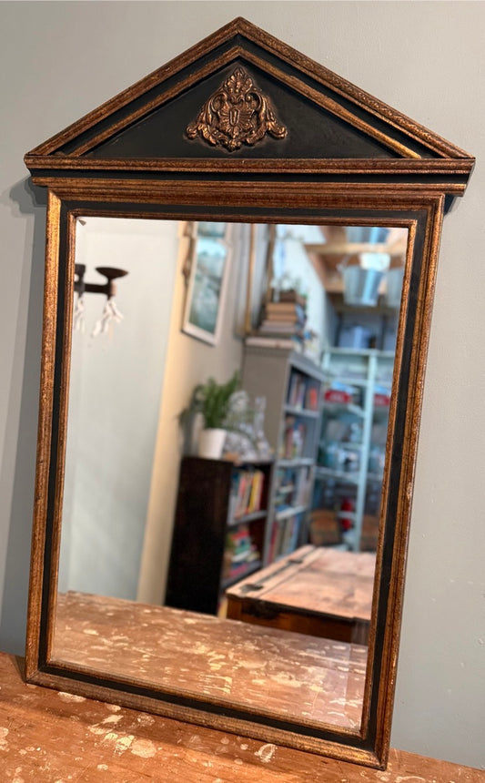Vintage Ornate Black and Gold Mirror