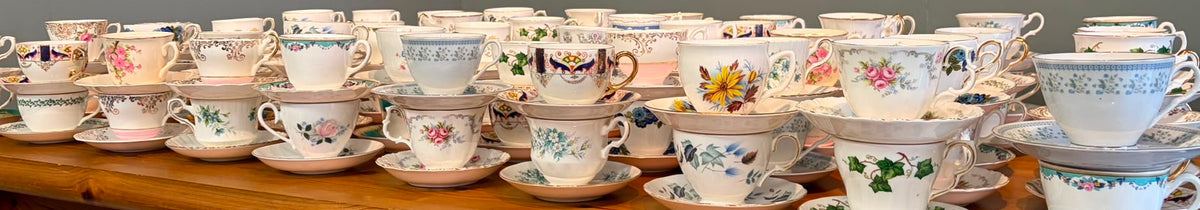 Job lot 15 Pretty Vintage Tea Cups & Saucers- Ideal for use at Tea Parties
