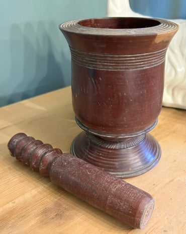 Antique Wooden Hand Turned Pestle and Mortar