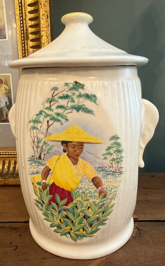 Vintage Sylvac Pottery White Pot - 1050's Tea Caddy Model 3372