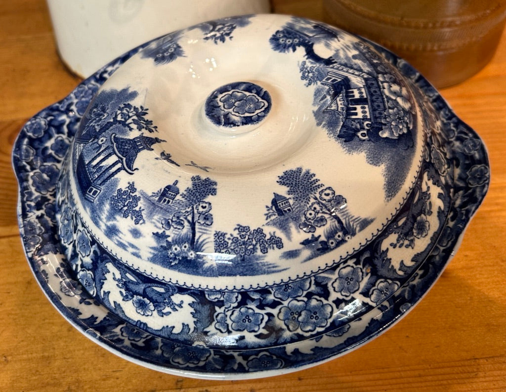 Vintage Blue and White Terrine Lidded Dish