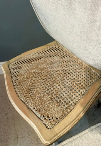 Pair of French Vintage Painted Dinning Chairs with Seat Pads