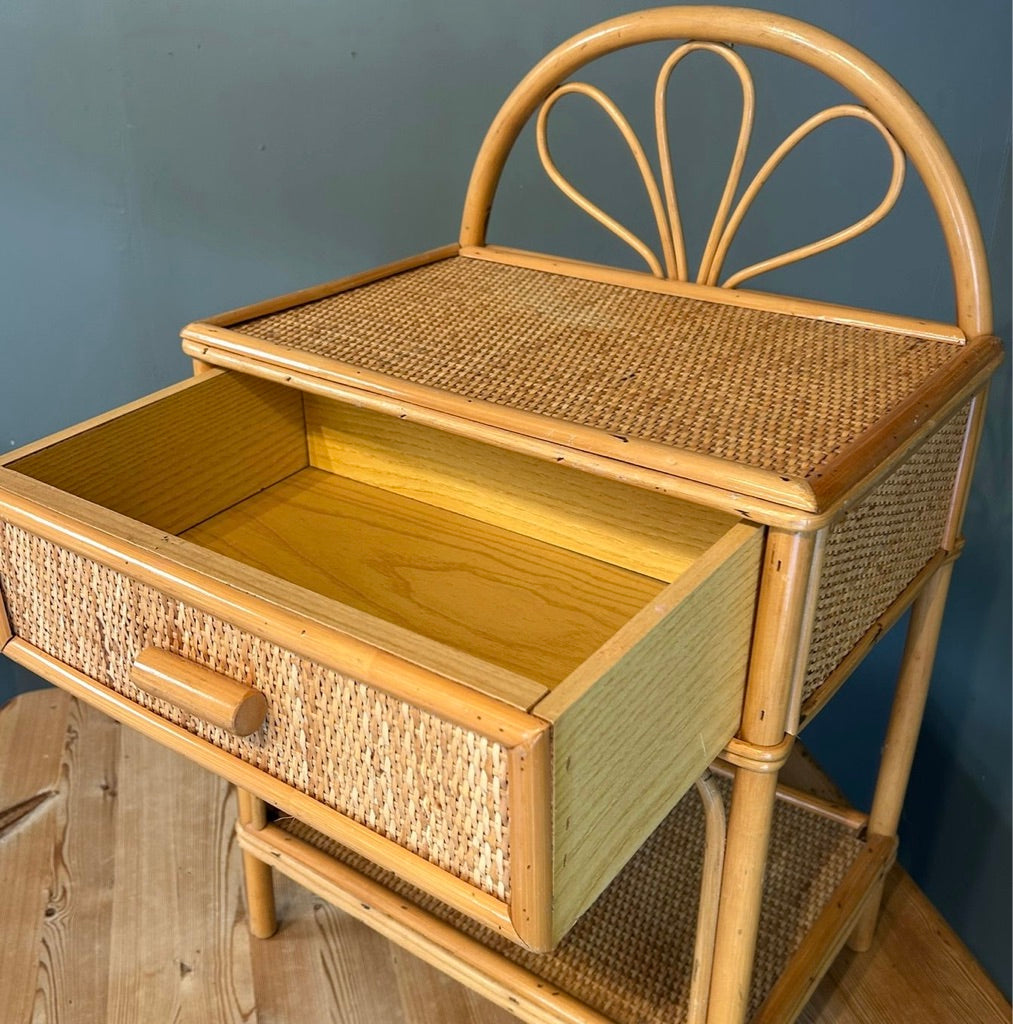Vintage Bamboo Bedside Table